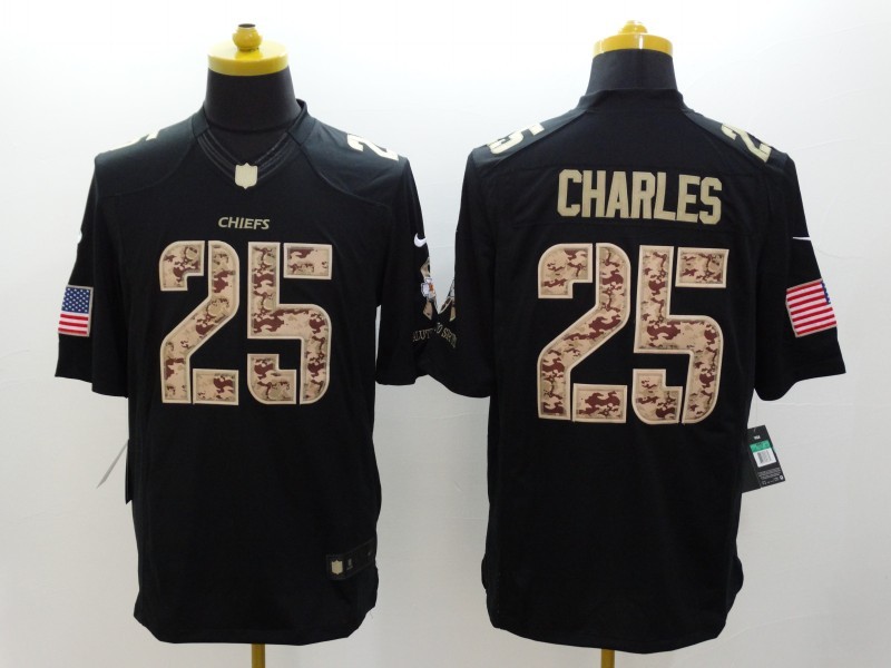 Men's Kansas City Chiefs Jamaal Charles #25 Black Jersey